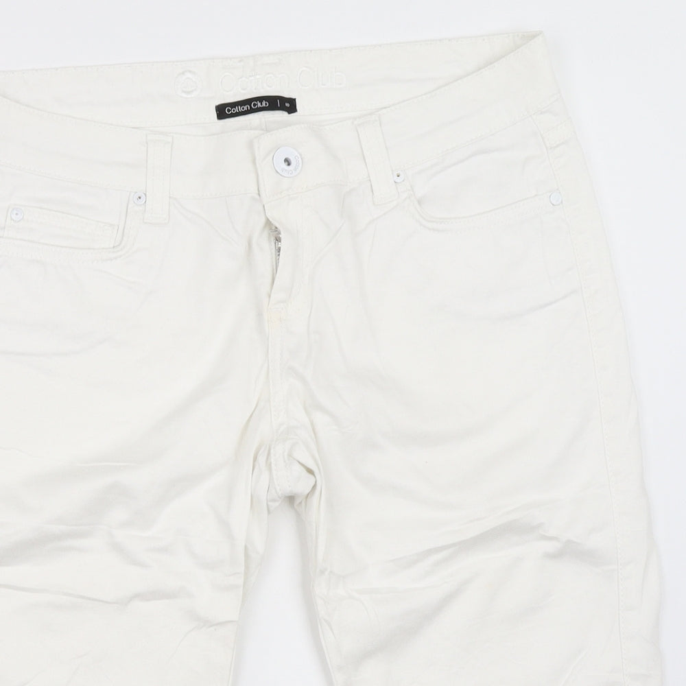COTTON CLUB Womens White   Cropped Trousers Size 40