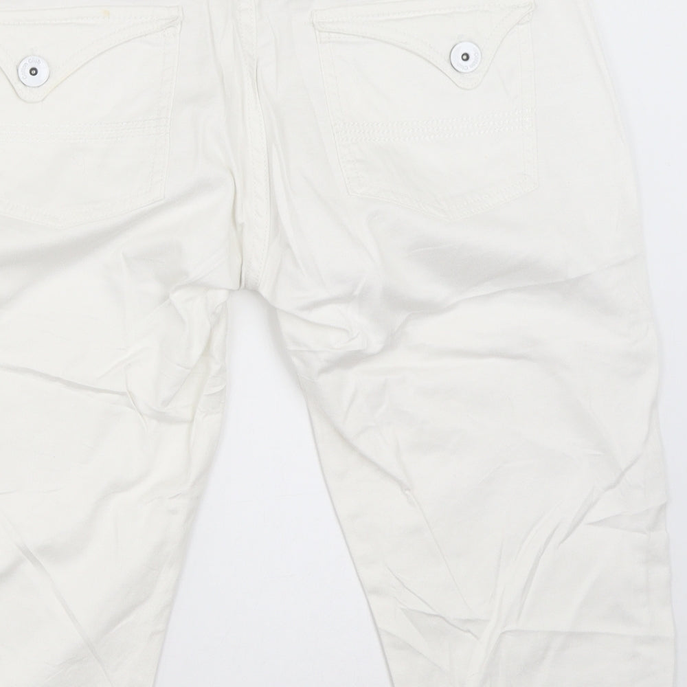 COTTON CLUB Womens White   Cropped Trousers Size 40