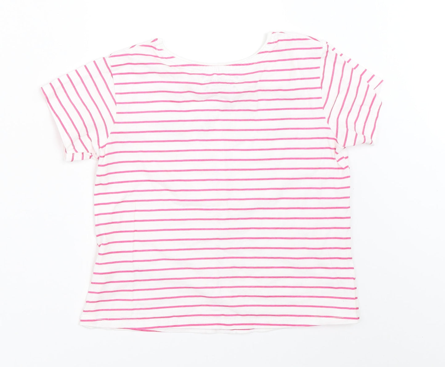 Primark Girls White Striped  Basic T-Shirt Size 7-8 Years