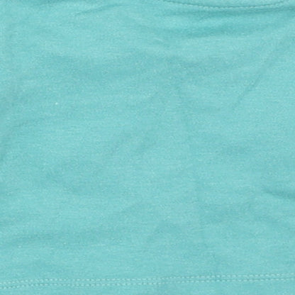 Brand and care label for Very girls’ blue basic t-shirt, size 0-3, months