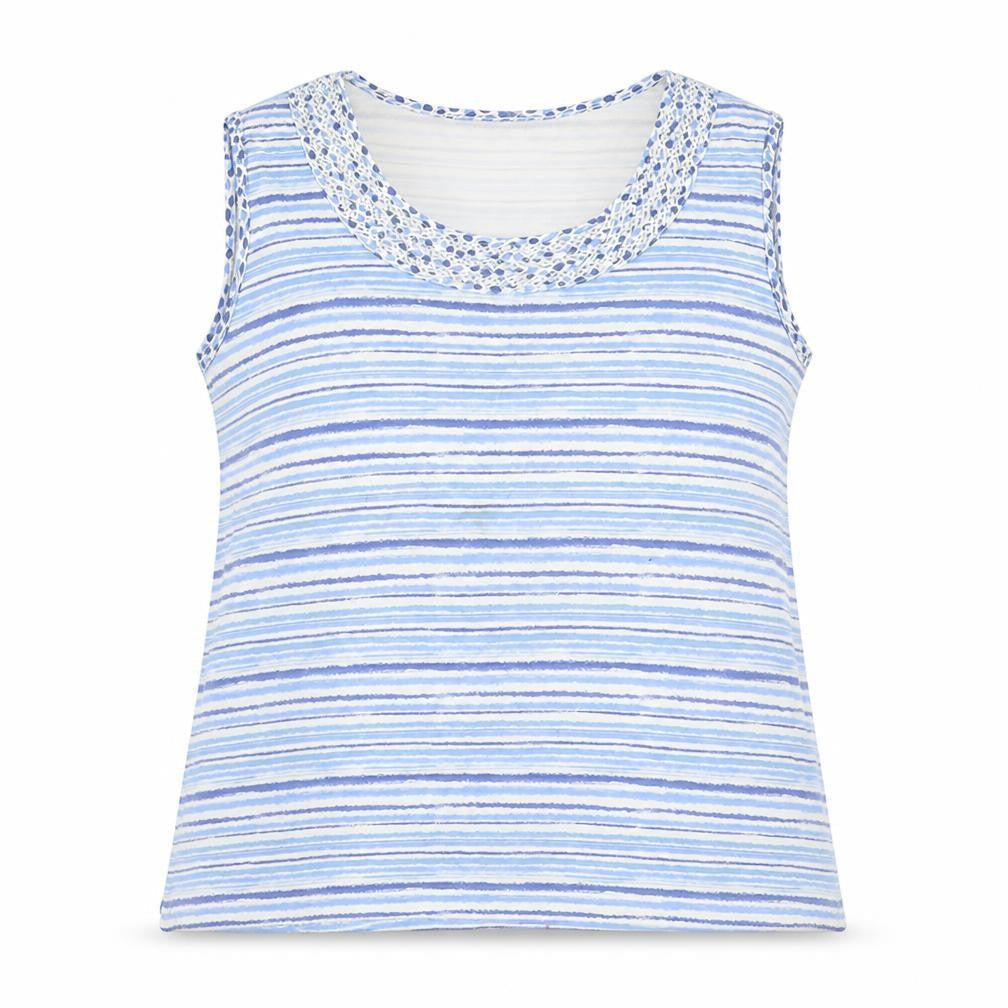 BM Womens Blue Striped  Basic Tank Size L