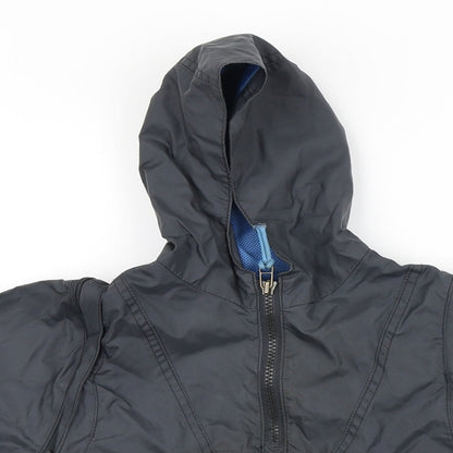 Close-up detail of Marks & Spencers boys’ grey rain coat coat, size 6-9, months