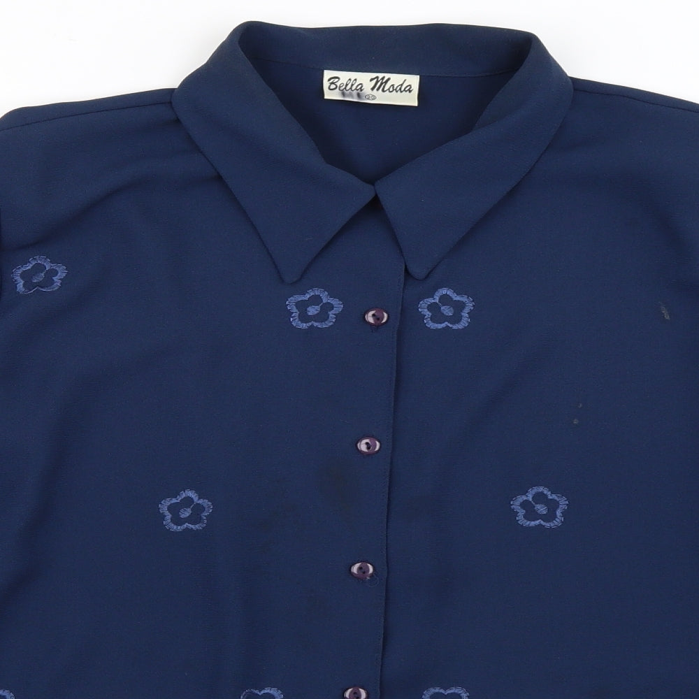 bella moda Womens Blue Floral  Basic Button-Up Size 20
