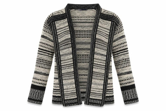 Isle Womens Beige Striped  Cardigan Jumper Size L