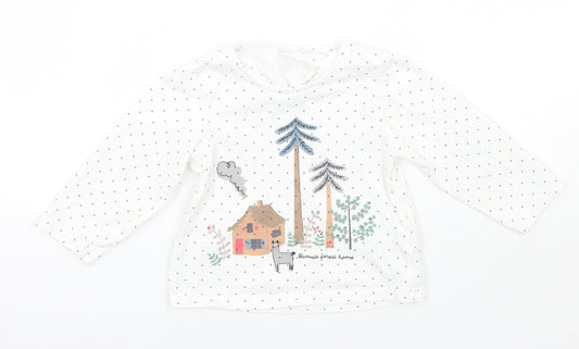 Marks and Spencer Girls White Polka Dot  Basic T-Shirt Size 12 Months
