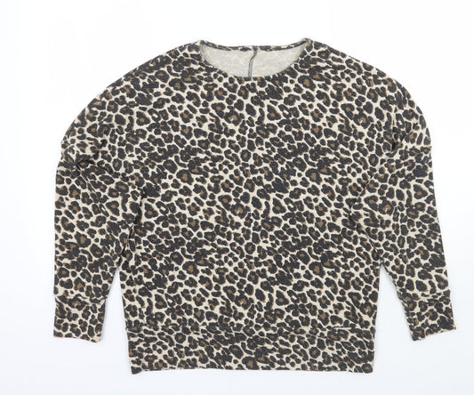Dorothyt Womens Beige Animal Print  Pullover Jumper Size 14