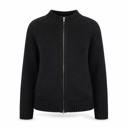 Front view of Papaya women’s black jacket, size UK 14
