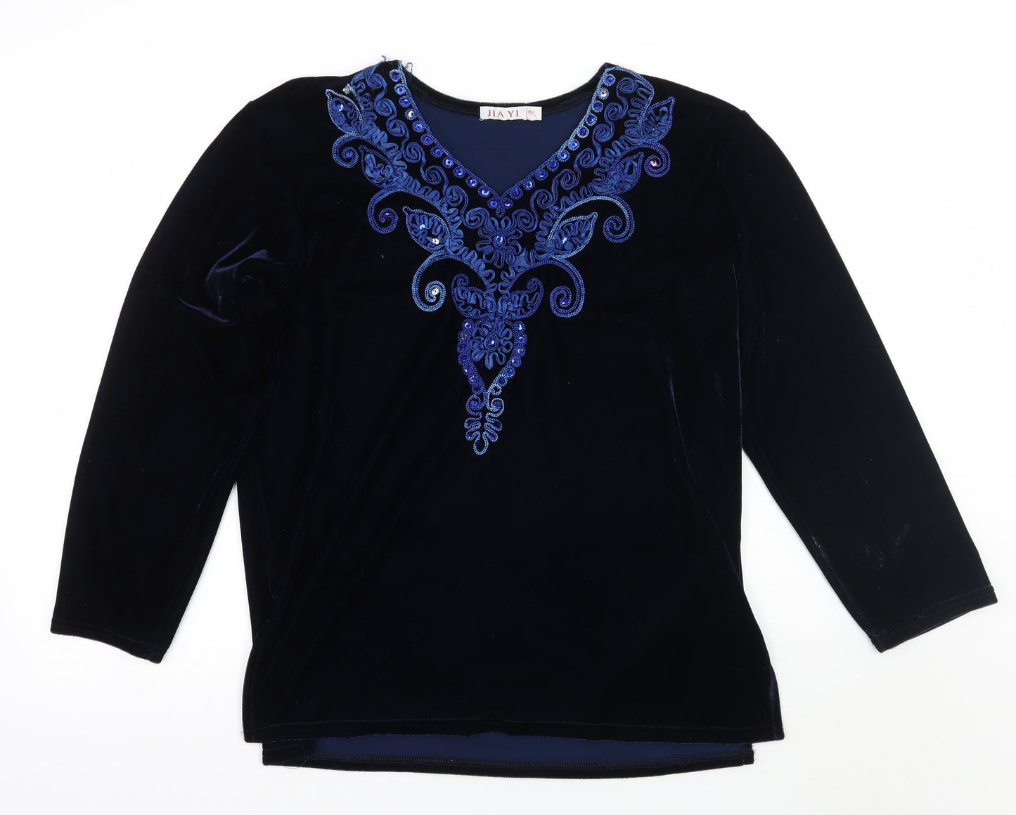 Jia yi Womens Blue Floral  Pullover Jumper Size L