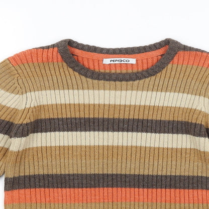 Pep&Co Girls Multicoloured Striped  Pullover Jumper Size 7-8 Years
