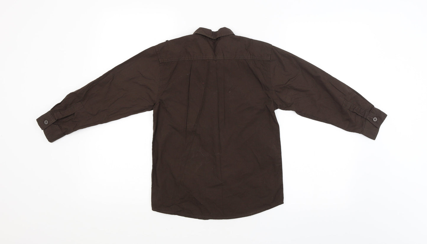 Blue Base Boys Brown   Basic Button-Up Size 6-7 Years