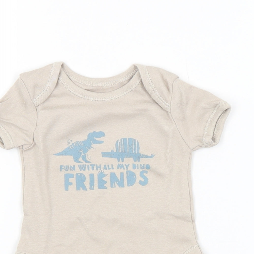 George Baby Beige   Babygrow One-Piece Size 3-6 Months  - Dinosaurs