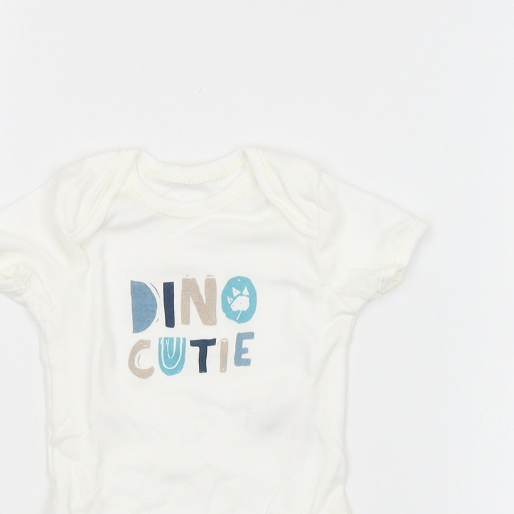 George Baby White   Babygrow One-Piece Size 3-6 Months  - Dino Cutie
