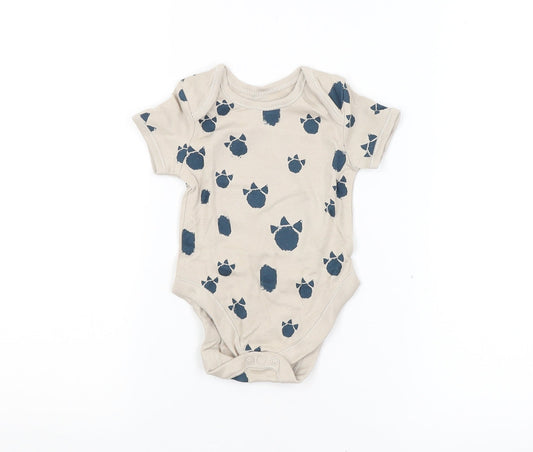 George Baby Beige Animal Print  Babygrow One-Piece Size 3-6 Months  - Dinosaur Print