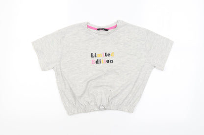 Front view of George girls’ grey basic blouse, size 8-9, years