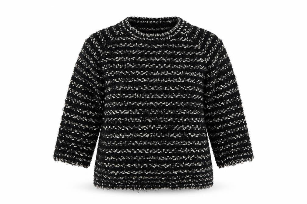 Arista Womens Black Striped Knit Pullover Jumper Size 16