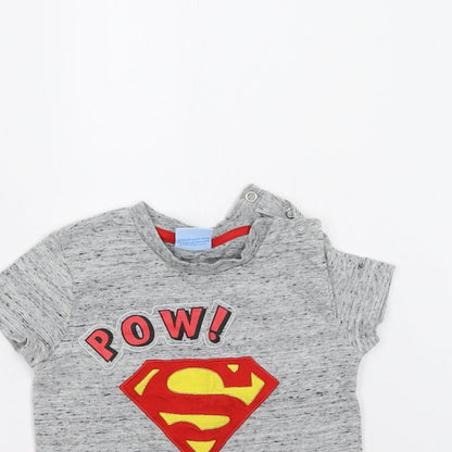 Close-up detail of F&F Baby Grey Basic T-Shirt, size 12-18, Months - Superbaby