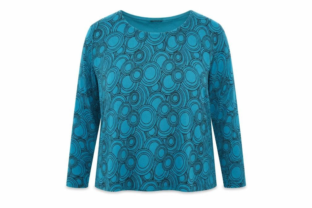 Bonmarché Womens Blue Geometric Knit Pullover Jumper Size L