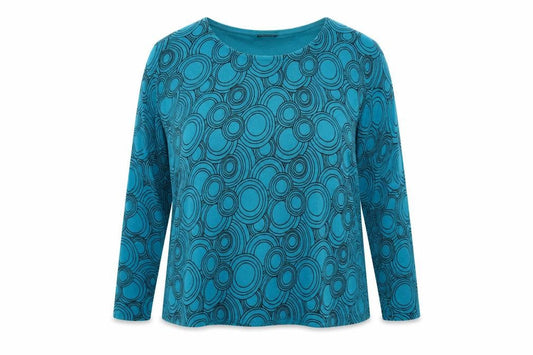 Bonmarché Womens Blue Geometric Knit Pullover Jumper Size L