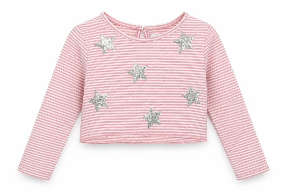 Primark Girls Pink Striped  Pullover T-Shirt Size 6-7 Years