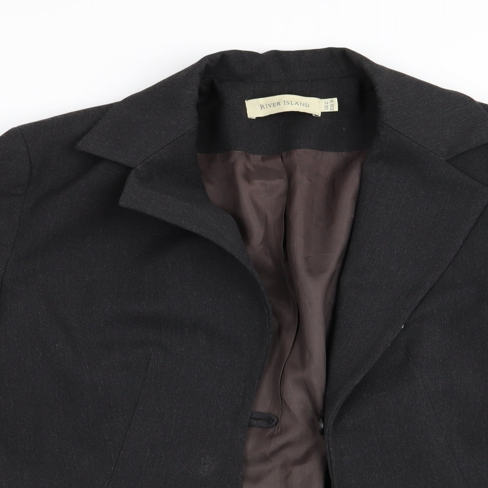 River Island Womens Grey   Jacket Blazer Size 12  - Detailed Sleeve