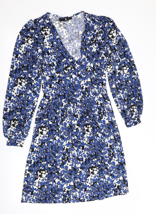 V By Very Womens Blue Floral  Fit & Flare  Size 8