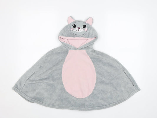 George Girls Grey  Fleece Cape Jumper Size S  - Bunny cape