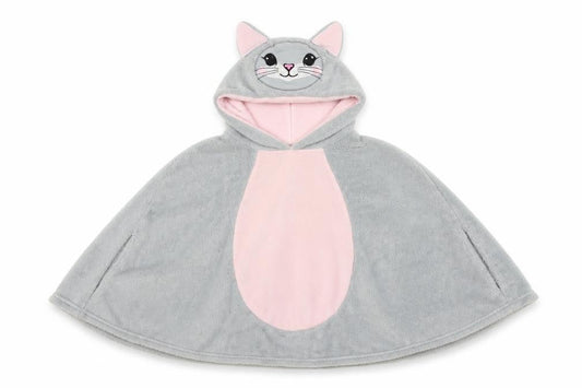 George Girls Grey  Fleece Cape Jumper Size S  - Bunny cape