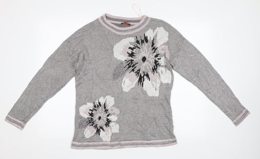 Anna Rose Womens Pink Floral  Pullover Jumper Size XL