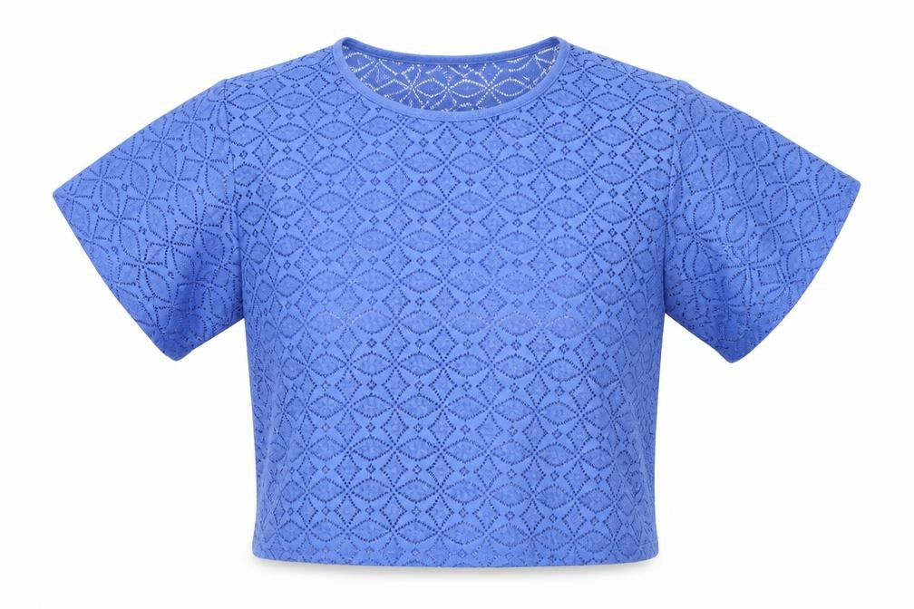 Primark Womens Blue Geometric  Cropped Blouse Size 8