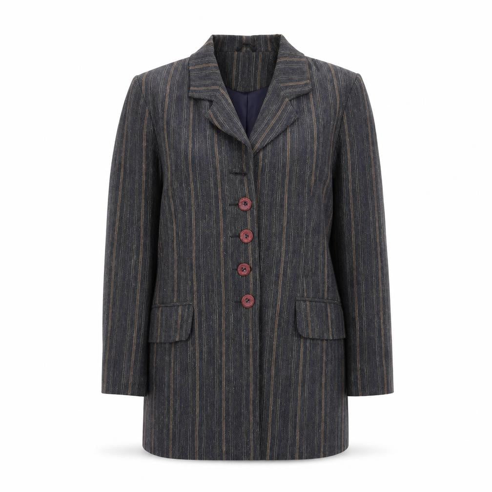 Etam Womens Blue Striped  Jacket Blazer Size 12