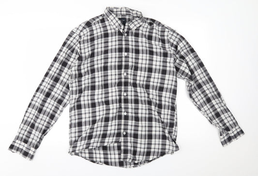 EWM Mens Black Plaid   Button-Up Size M