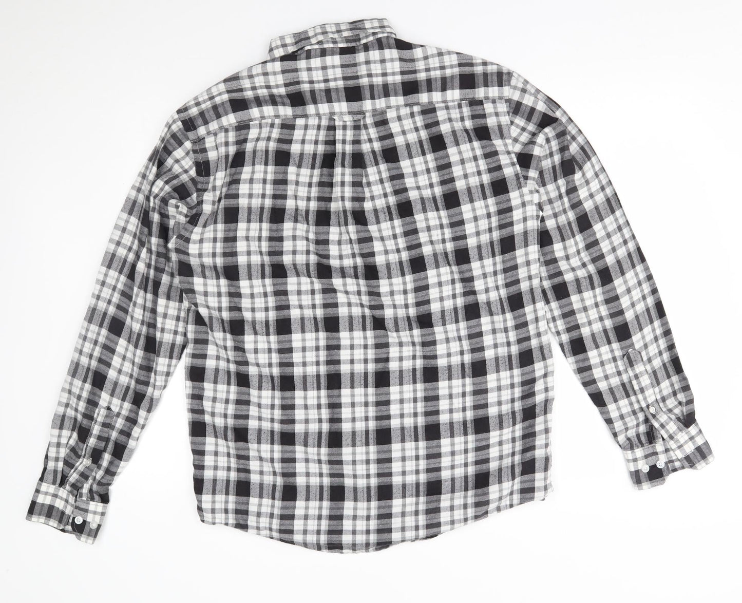 EWM Mens Black Plaid   Button-Up Size M