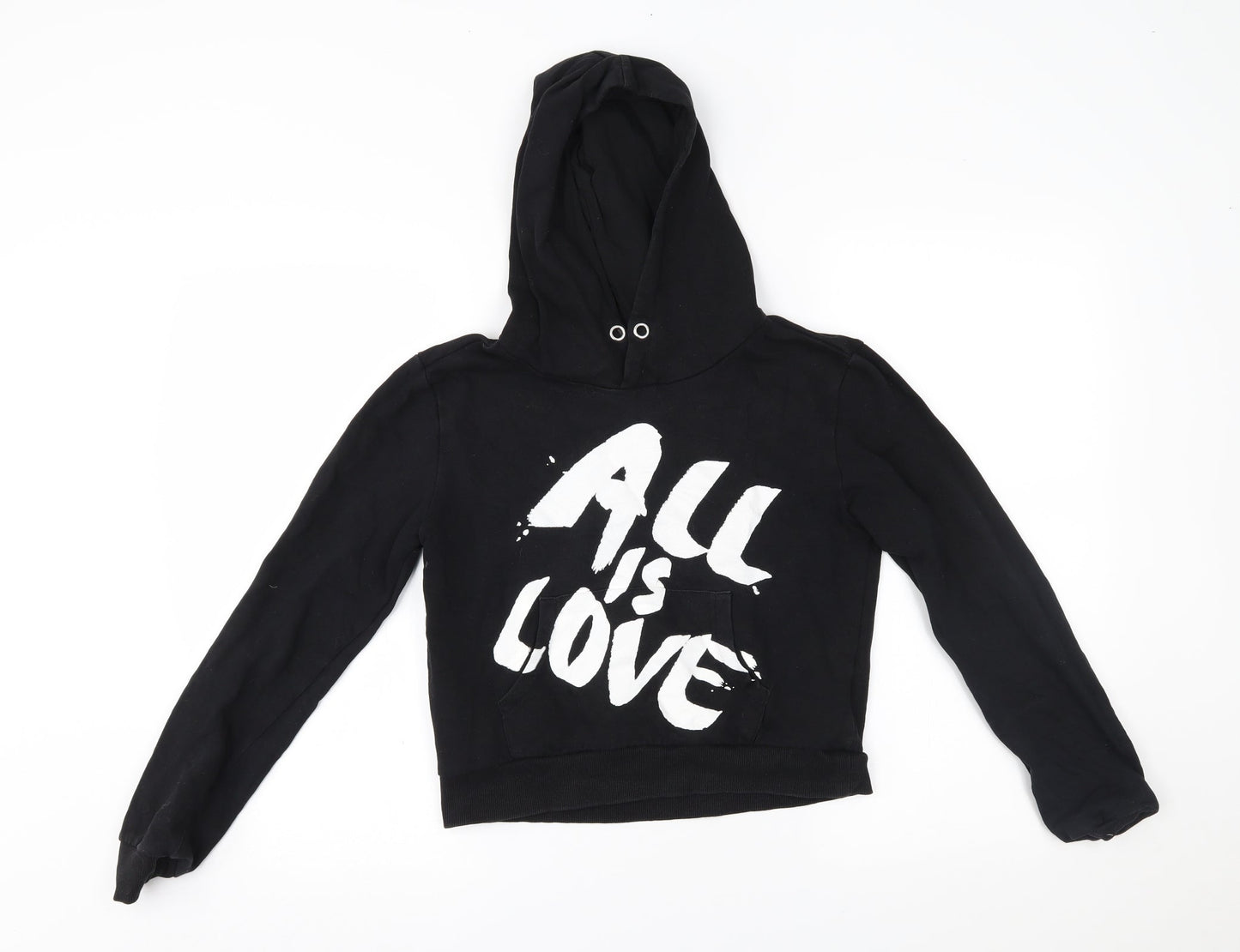 H&M Girls Black   Pullover Hoodie Size 12-13 Years  - all is love