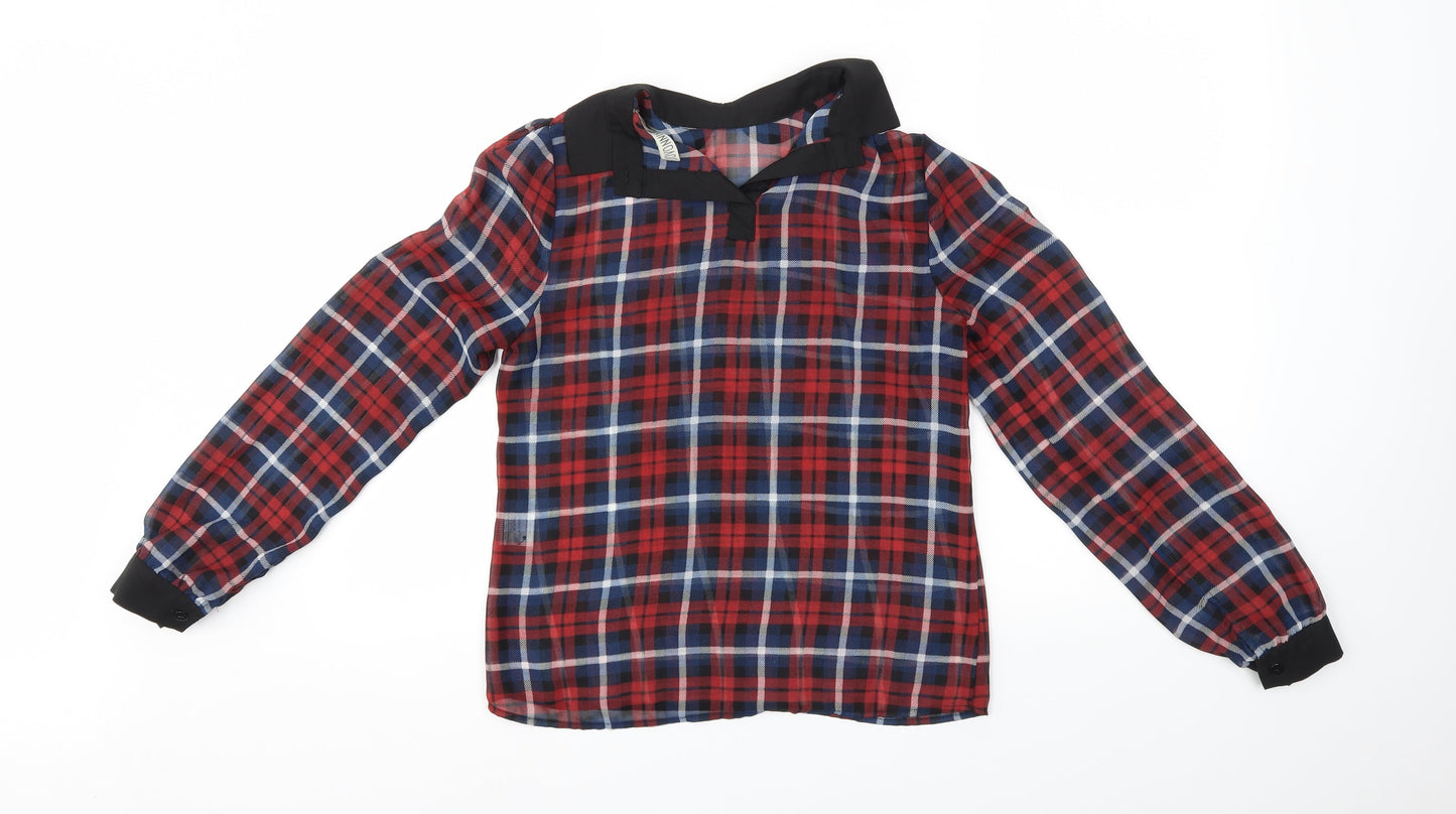 Jovonnista Womens Multicoloured Check  Basic Blouse Size 8