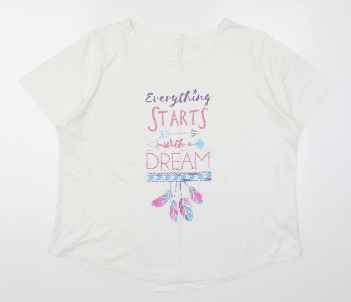 Matalan Womens White Solid  Top Pyjama Top Size M  - Everything Starts with a Dream