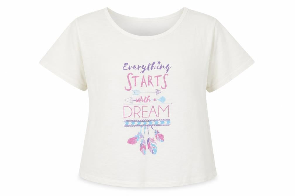 Matalan Womens White Solid  Top Pyjama Top Size M  - Everything Starts with a Dream