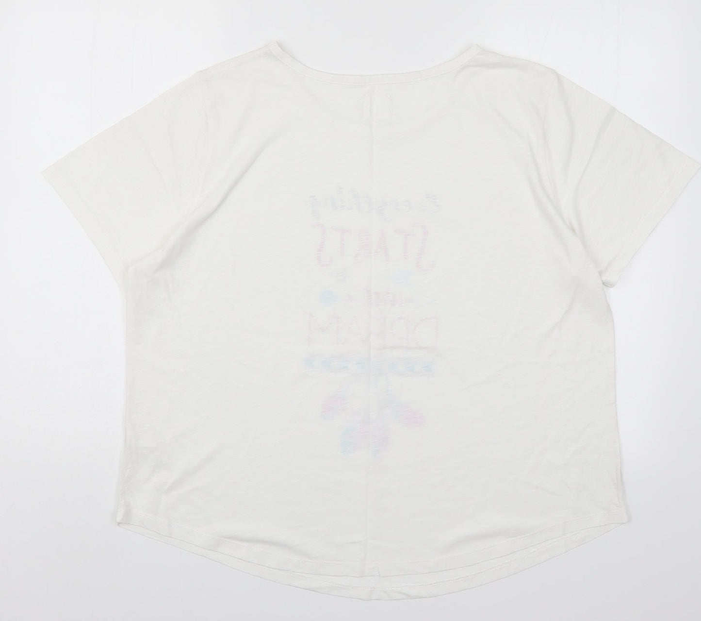 Matalan Womens White Solid  Top Pyjama Top Size M  - Everything Starts with a Dream