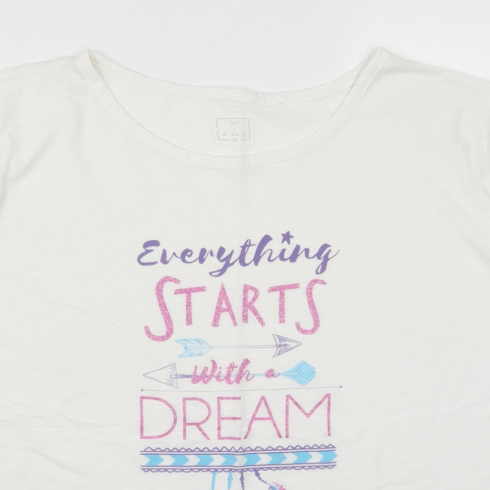 Matalan Womens White Solid  Top Pyjama Top Size M  - Everything Starts with a Dream