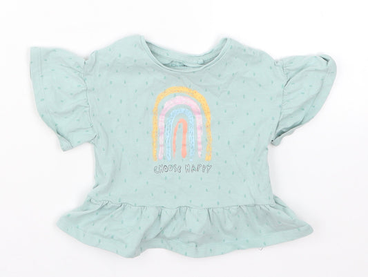 NEXT Girls Blue Polka Dot  Basic T-Shirt Size 9-12 Months  - Choose Happy Rainbow