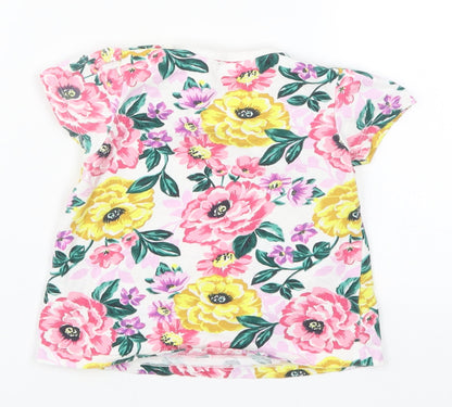 Back view of Nutmeg girls’ multicoloured floral basic t-shirt, size 9-12, months