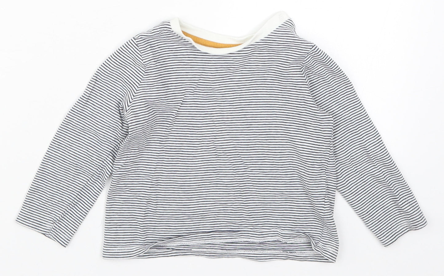 Fred & Flo Boys Blue Striped  Basic T-Shirt Size 12-18 Months