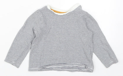 Additional front view of F&F boys’ blue striped basic t-shirt, size 12-18, months