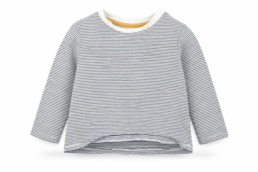 Fred & Flo Boys Blue Striped  Basic T-Shirt Size 12-18 Months