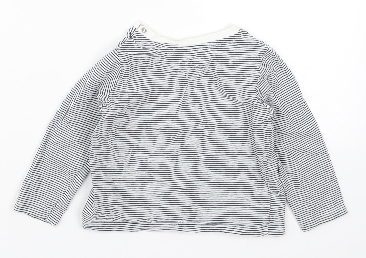 Fred & Flo Boys Blue Striped  Basic T-Shirt Size 12-18 Months
