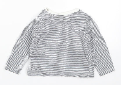 Back view of F&F boys’ blue striped basic t-shirt, size 12-18, months