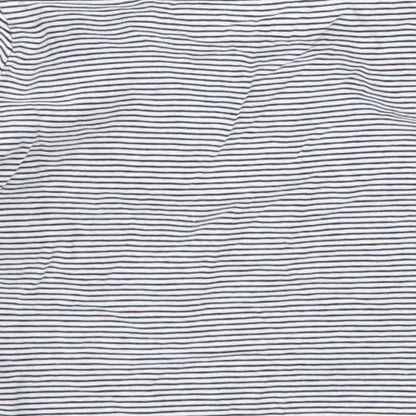 Brand and care label for F&F boys’ blue striped basic t-shirt, size 12-18, months