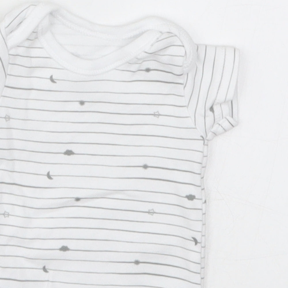 Nutmeg Baby White Striped  Babygrow One-Piece Size Newborn  - Stars Moon Clouds