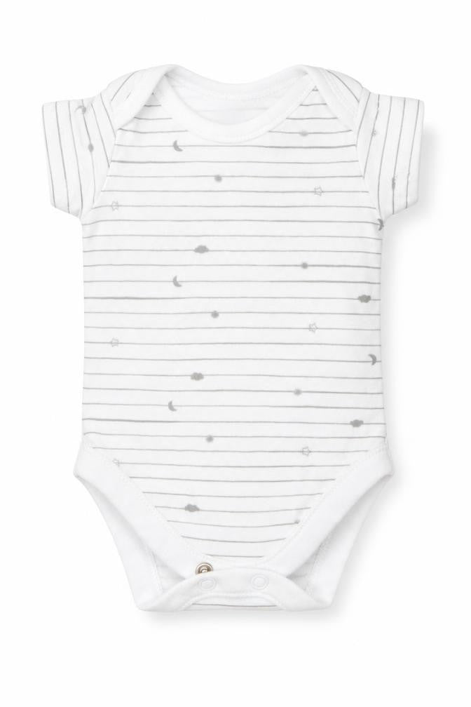 Nutmeg Baby White Striped  Babygrow One-Piece Size Newborn  - Stars Moon Clouds