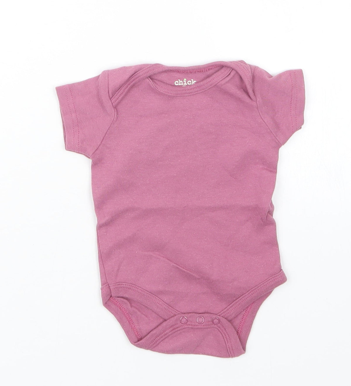 Additional front view of Chick Pea girls’ purple babygrow one-piece, size 3-6, months