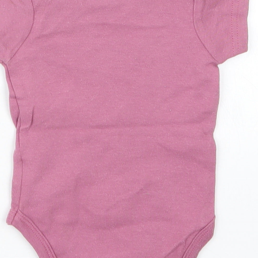Brand and care label for Chick Pea girls’ purple babygrow one-piece, size 3-6, months